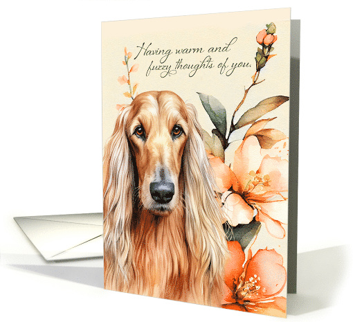 Thinking of You Afghan Hound Dog with Peach Lilies card (1798876)