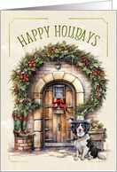 Country Western Holiday Home and Dog in a Cowboy Hat card