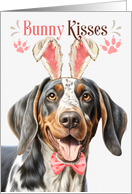 Easter Bunny Kisses Bluetick Coonhound Dog in Bunny Ears card