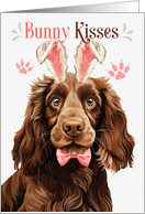 Easter Bunny Kisses Field Spaniel Dog in Bunny Ears card