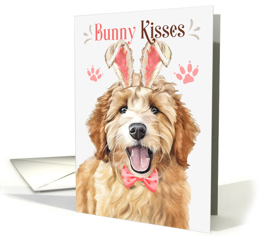 Easter Bunny Kisses Goldendoodle Dog in Bunny Ears card (1804942)
