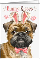 Easter Bunny Kisses Brussels Griffon Dog in Bunny Ears card