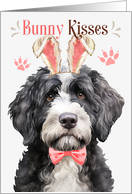 Easter Bunny Kisses Portuguese Water Dog in Bunny Ears card