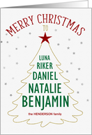 Christmas Tree Names TO Golden Colored Stars Custom card