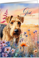 Christian Encouragement Airedale Terrier Dog with Wildflowers card