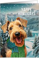 Yappy Howlidays Airedale Terrier Dog in a Winter Scarf card
