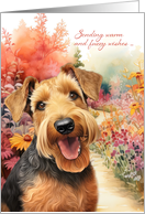 Get Well Airedale Terrier Dog Colorful Garden Path card