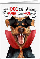 Irish Terrier Dog Funny Halloween Count DOGcula card