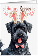 Easter Bunny Kisses Kerry Blue Terrier Dog in Bunny Ears card