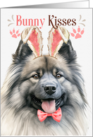 Easter Bunny Kisses Keeshond Dog in Bunny Ears card