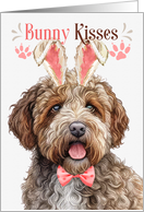 Easter Bunny Kisses Lagotto Romagnolo Dog in Bunny Ears card
