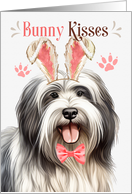 Easter Bunny Kisses Lowchen Dog in Bunny Ears card