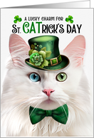 Angora Cat Funny St CATrick’s Day Lucky Charm card