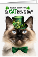 Balinese Cat Funny St CATrick’s Day Lucky Charm card