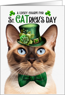 Burmese Cat Funny St CATrick’s Day Lucky Charm card
