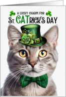 Champagne Tabby Cat is a Funny St CATrick’s Day Lucky Charm card