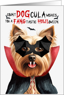 Silky Terrier Dog Funny Halloween Count DOGcula card