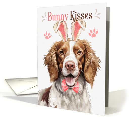 Easter Bunny Kisses Welsh Springer Spaniel Dog in Bunny Ears card