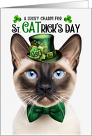 Seal Point Siamese Cat Funny St CATrick’s Day Lucky Charm card