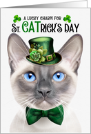 Lilac Point Siamese Cat Funny St CATrick’s Day Lucky Charm card