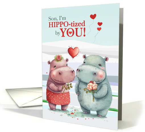 Son HIPPOtized By You Cute Hippopotamus Valentine's Day card (1818422)