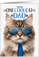 Fluffy Tri Color Tabby Cat Father’s Day for Dad One Cool Cat card
