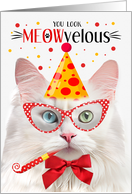 Turkish Angora Cat MEOWvelous Birthday card