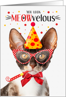 Cornish Rex Cat MEOWvelous Birthday card