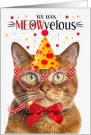 Solid Ginger Cat MEOWvelous Birthday card