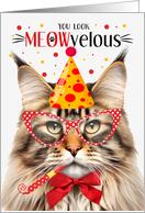 Maine Coon Brown Tabby Cat MEOWvelous Birthday card