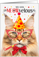 Maine Coon Orange Tabby Cat MEOWvelous Birthday card