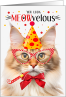 Apricot Tabby Norwegian Forest Cat Cat MEOWvelous Birthday card