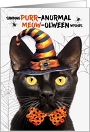 Black Bombay Halloween Cat PURRanormal MEOWolween card