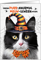 Tuxedo Halloween Cat PURRanormal MEOWolween card