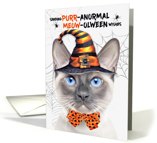 Siamese Lilac Point Halloween Cat PURRanormal MEOWolween card