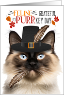 Balinese Thanksgiving Cat Feline Grateful for PURRkey Day card
