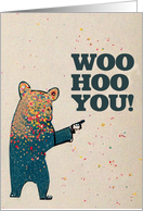 Congratulations Bear Celebrating with Confetti card