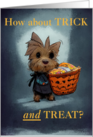 Dog Halloween with Trick or Treat Yorkshire Terrier Yorkie card