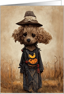 Dog Halloween with Toy Poodle in Scarecrow Field card