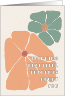 Thinking of You Whimsical Watercolor Flowers Simple Minimalist card