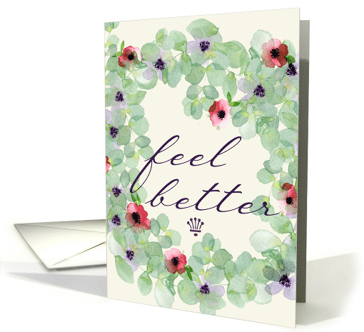 Blank Inside Soft Watercolor Flowers Feel Better card (1749238)