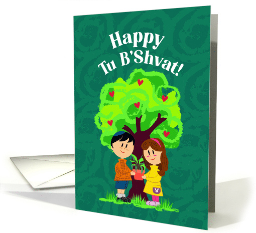 Happy Tu B'Shvat With Two Jewish Children Holding a Plant... (1753922)