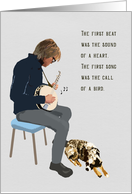 On His Birthday The Musician Played Sweet Banjo Songs For His Dog card