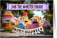 For a Kids Halloween Friendly Monsters Inviting You to Join the Parade card