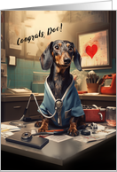 Doctor Retirement with a Sweet Caring Dachshund with a Stethoscope card
