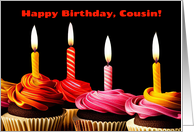 Cousin Birthday with Birthday Cupcakes and Candles card