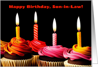 Son in Law Happy Birthday with Cupcakes and Birthday Candles card