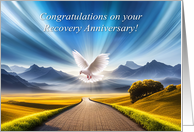 Recovery 12 Step Encouragement Path and Dove Anniversary Sobriety card