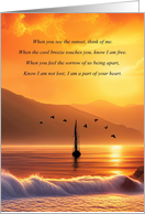 Sympathy Ocean Sea with Sailboat Birds and Sunset Spiritual Poem card