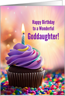 Goddaughter Happy Birthday with Pretty Cupcake and Birthday Candle card